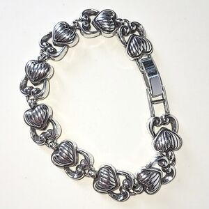 BRIGHTON LINED HEART LINK BRACELET - 9 HEART SHAPED LINKS